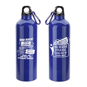 "Volunteers: You Deserve Praise Every Day in Every Way" Atrium 25 oz Aluminum Bottle with Carabiner