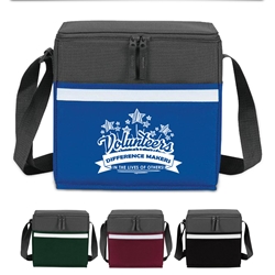 "Volunteers: You Deserve Praise Every Day in Every Way" Two-Tone Accent 12-Pack Cooler  two tone, cooler, accent, lunch bag, 12 pack cooler, Promotional, Imprinted, Polyester, Travel, Custom, Personalized, Bag 