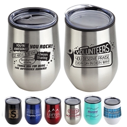 "Volunteers: You Make A Difference In So Many Ways" 12 oz Stainless Steel/Polypropylene Wine Goblet 11 oz wine goblet, wine holder, wine tumbler, Stainless Steel Wine Holder, 10 oz tumbler, Imprinted Tumblers, Stainless Steel Tumblers, Care Promotions, 