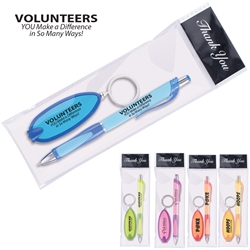 "Volunteers: You Make A Difference In So Many Ways" Pen & Key Light Brite Gift Pack   Pen, Key Tag Light, Pen and Key Light Gift Set, Imprinted, Personalized, Promotional, with name on it