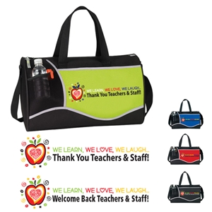 We Learn, We Love, We Laugh…Thank You  (Or Welcome Back) Teachers & Staff! Design Cross Sport Duffle 