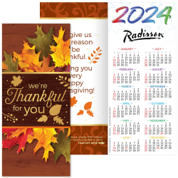 "Were Thankful For You" Thanksgiving theme 2024 Copper Foil-Stamped Holiday Greeting Card Calendar  Mailable Calendar, Direct Mail Calendar, Customer Calendar Stick Up, Wall Calendar, Planner, The Positive Line, Business Calendar, Office Calendar, Business Gifts, Corporate Gifts, Sales and Marketing, Sales Meetings, Giveaways, Promotional Calendars, greeting card calendar, holiday greeting card, custom printed greeting card calendar