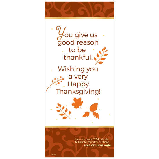 "We're Thankful For You" Thanksgiving theme 2024 Copper Foil-Stamped Holiday Greeting Card Calendar  - CAL053
