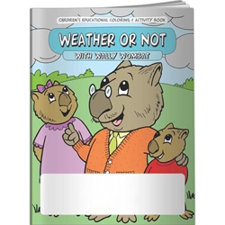Weather or Not with Wally Wombat Coloring Book Weather or Not with Wally Wombat Coloring Book, BetterLifeLine, BetterLife, Education, Educational, information, Informational, Wellness, Guide, Brochure, Paper, Low-cost, Low-Price, Cheap, Instruction, Instructional, Booklet, Small, Reference, Interactive, Learn, Learning, Read, Reading, Health, Well-Being, Living, Awareness, ColoringBook, ActivityBook, Activity, Crayon, Maze, Word, Search, Scramble, Entertain, Educate, Activities, Schools, Lessons, Kid, Child, Children, Story, Storyline, Stories, Imprinted, Personalized, Promotional, with name on it, Giveaway,