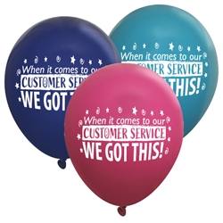"When it Comes To Our Customer Service...WE GO THIS! Balloons (Pack of 60 assorted)  Customer Service, Theme, Customer Service Week, Balloons, Party, Decorations, theme, Customer Service, CSRs, Week, National, Theme, Latex balloons, party goods, decorations, celebrations, round shaped balloons, promotional balloons, custom balloons, imprinted balloons