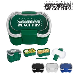 "When it Comes To Our Customer Service...We Got This!" On-The-Go Convertible Lunch Set  Customer Service theme, lunch plate, Lunch Dish, Lunch Plate, Lunch Set, Lunch Box, Imprinted, Personalized, Promotional, with name on it, Gift Idea, Giveaway, novelty pen, promotional pen, fidget spinner pen