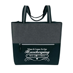 "When it Comes To Our Housekeeping...We Got This!" Classic Zip Tote  Housekeeping, Housekeepers, EVS, theme ,classic zip tote,  Imprinted, Tote Bag, Travel, Custom, Personalized, Bag 