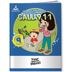 When to Call 9-1-1 Activity Book with Temporary Tattoos 9-1-1, safety promotional items, kids safety, emergency, child safety, public safety, community affairs, community outreach