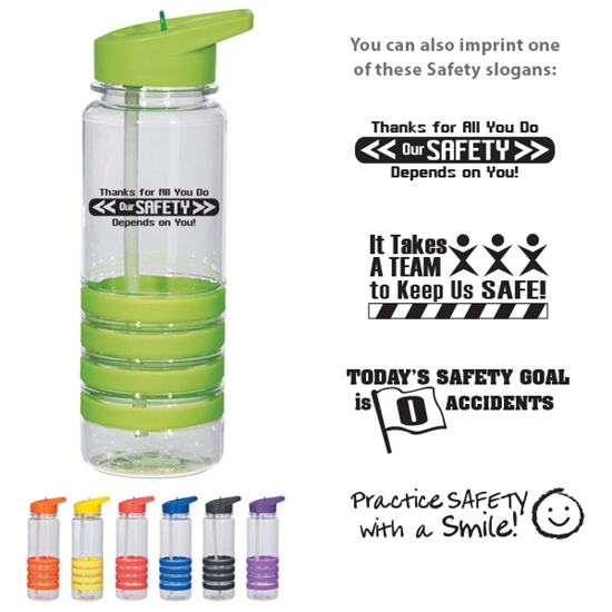 24 Oz. Banded Gripper Water Bottle With Straw