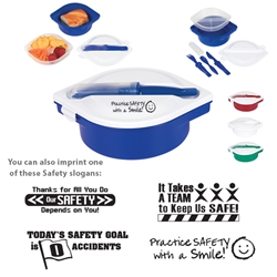 Workplace Safety Reminder Multi-Compartment Food Container With Utensils   Multi-Compartment Food Container With Utensils, Safety, Reminders, Workplace Safety,  Multi-Compartment, Food Container, with, Utensils, Imprinted, Personalized, Promotional, with name on it, giveaway,