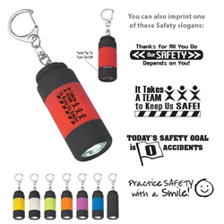 Workplace Safety Reminder Rubberized LED Light With Key Clip Workplace Safety, Rubberized LED Light With Key Clip, Rubberized, LED, Light, with, Key, Clip, Tag, Ring, chain, Imprinted, Personalized, Promotional, with name on it, giveaway,