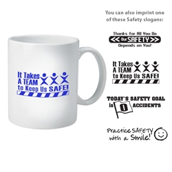 Workplace Safety Reminder 11 Oz. White Ceramic Mug  Workplace Safety, Reminder, 11 Oz. White Ceramic Mug, 11 oz., Ceramic, Classic, White, Mug, Coffee, Cup, Traditional, Cheap, Inexpensive, Budget, Imprinted, Personalized, Promotional, with name on it, Gift Idea, Giveaway,