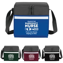 "Year of the Emergency Nurse 2020...Front Line Heroes, Helping Us Win!" Two-Tone Accent 12-Pack Cooler   Emergency, Nurses, ER, Gifts, two tone, cooler, accent, lunch bag, 12 pack cooler, Promotional, Imprinted, Polyester, Travel, Custom, Personalized, Bag 