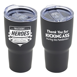 "Our Truckers Are The Heroes...Whatever it Take is the Difference You Make! 20 oz Stainless Steel & Polypropylene Tumbler  Truckers, Appreciation, Truck Driver, Truckers, Recognition, Theme, Tumbler, Travel Tumbler, Appreciation, recognition Gifts, 20 oz tumbler, Imprinted Tumblers, Stainless Steel Tumblers, Care Promotions, 
