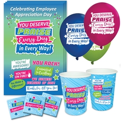 "You Deserve Praise Every Day in Every Way" Celebration Party Pack  Poster, Cups, Balloons, Party, Pack, Celebration Pack, Employee, Staff,  Appreciation, Week, Day theme Celebration Pack