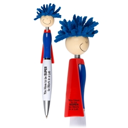 "You Have To Be SUPER to Work in A Lab!" Superhero Pen   Superhero Pen, Pen with Cape, Hero Pen, Mop, Topper, Hair, Top, Smile, Pen, Stylus, Screen Cleaner, Pendant Pen, Pendant, Pen, Pens, Ballpoint, Aluminum, Imprinted, Personalized, Promotional, with name on it, giveaway, black ink