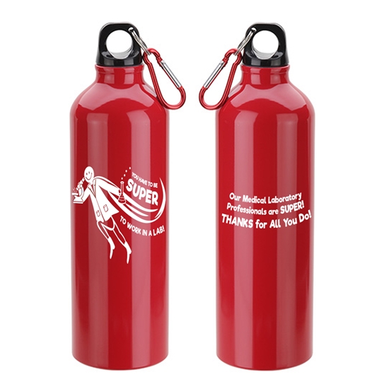 "You Have To Be Super To Work In A Lab" Atrium 25 oz Aluminum Bottle with Carabiner  - MLW035