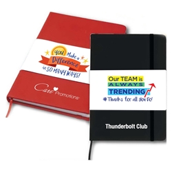 Employee Appreciation & Recognition Soft Touch 5"x 7" Imprinted Journal with 4/C Process Band  4 Color Process Journal, Soft Touch Journal, Journal with Full Color Imprint, Journal giveaway, promotional products, employee appreciation, employee recognition, smiley face