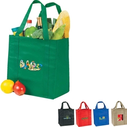eGreen Grocery Tote Grocery bag, Giveaway, Budget Friendly, Economical, Cheap, Promotional, Events, Trade Show Bags, Health Fair, Non Woven, Polypropylene, All Purpose, Imprinted, Tote, eGREEN, Eco-Friendly, Supermarket, Reusable, 